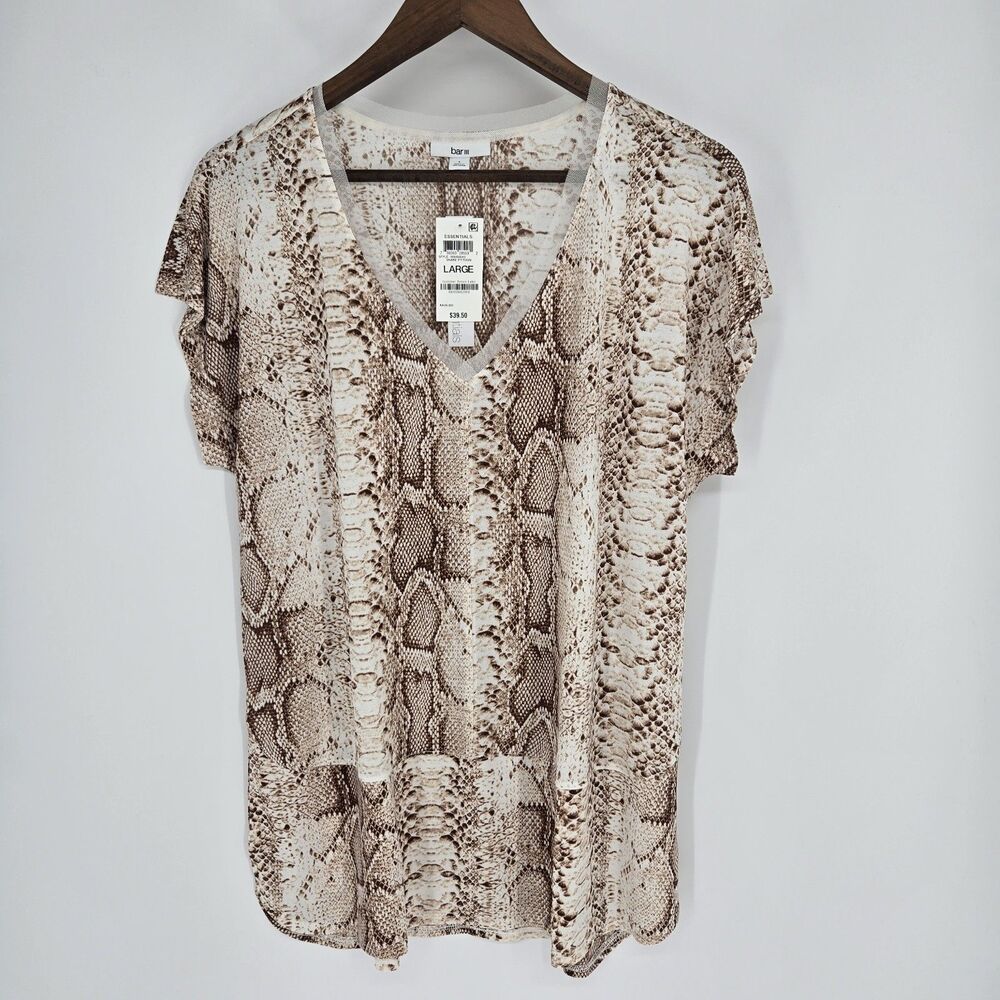 NWT Bar III Blouse Large Snakeskin Short Sleeve Flutter Cocktail